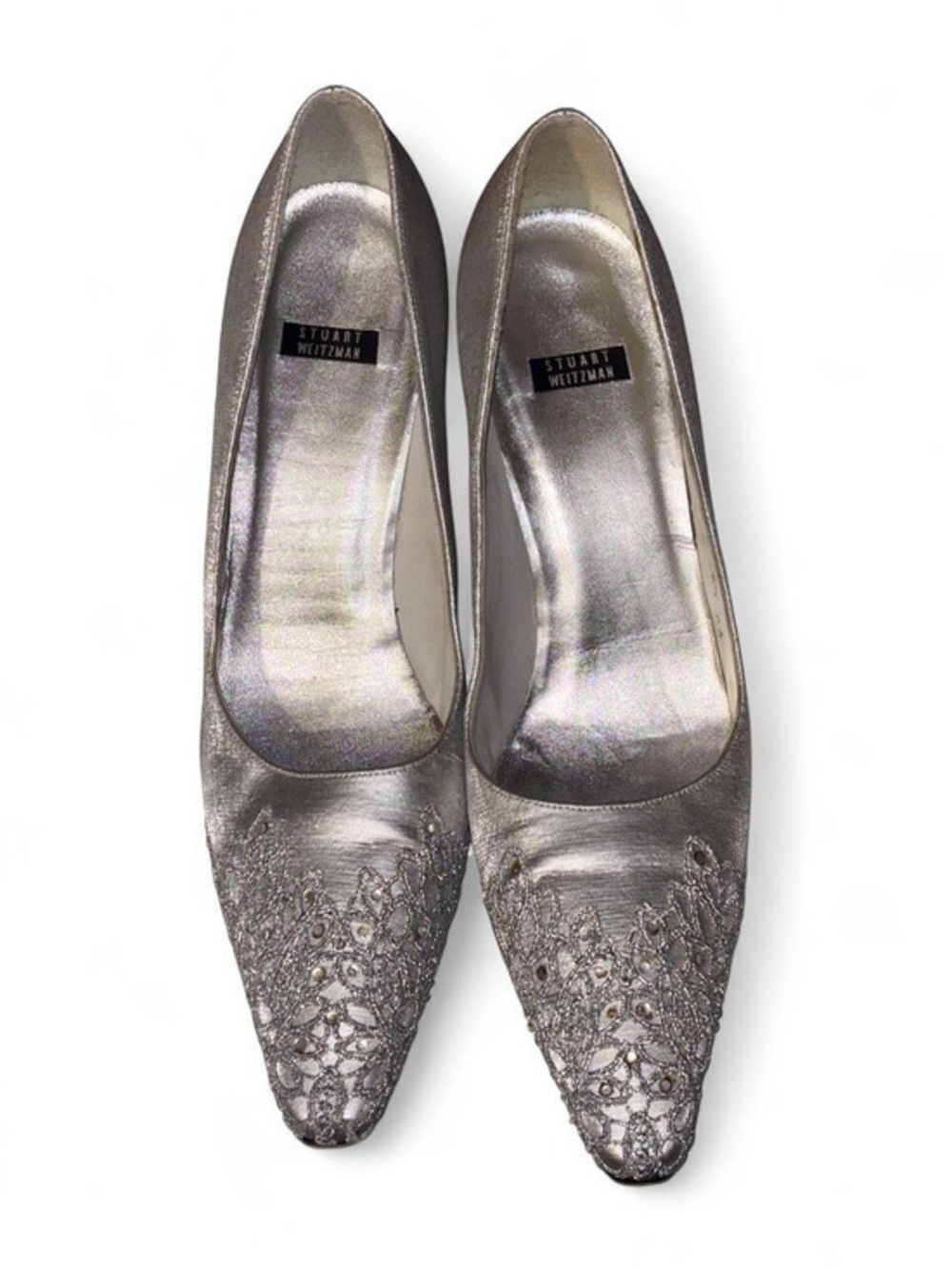 STUART WEITZMAN Silver Crystal Embellished High Heels Pumps - 9.5 AA